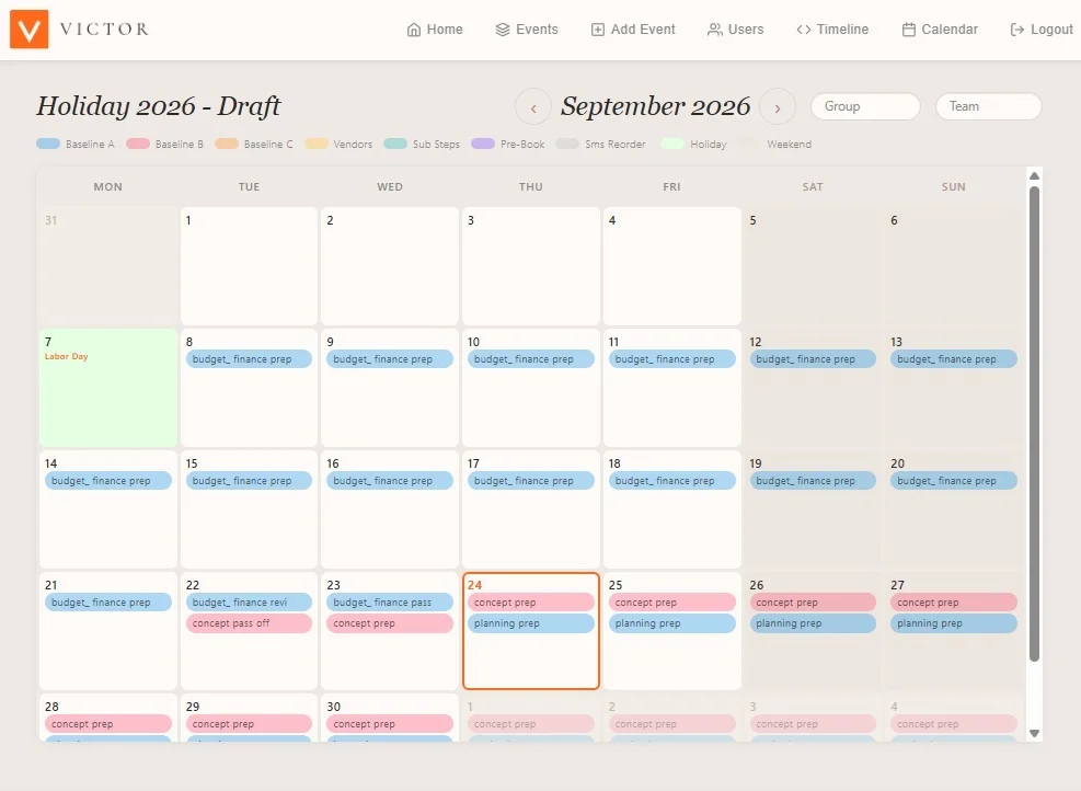 One-click calendar creation